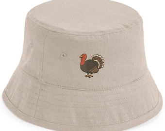 Cute Turkey Embroidered Bucket Hat – Cottagecore Farm Vibes | Gift for Animal Lovers & Poultry Fans | Adults and Kids