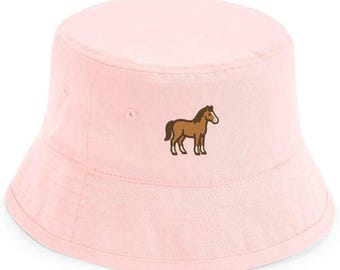 Cute Horse Bucket Hat – Embroidered Pony Hat | Gift for Horse Girls, Cowgirls & Animal Fans | Adults and Kids