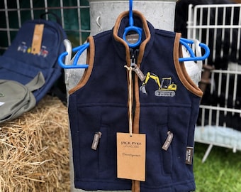 Digger Embroidered Gilet – Adult & Kids gilet – Personalised Country Bodywarmer