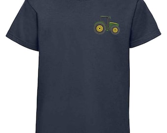 Kids Tractor Embroidered T-Shirt | Unisex Farm Vehicle Tee | Boys & Girls Tractor Shirt | Toddler Farmer Gift | Country Life Top