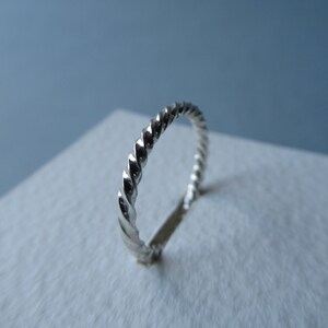 Stackable silver ring, Minimalist twisted square wire sterling silver thin band, Affordable gift for girls image 2