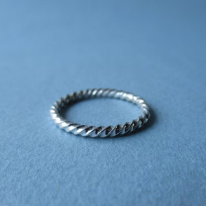 Stackable silver ring, Minimalist twisted square wire sterling silver thin band, Affordable gift for girls image 3