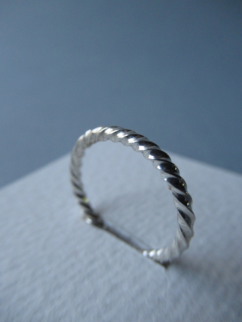 Stackable silver ring, Minimalist twisted square wire sterling silver thin band, Affordable gift for girls image 6