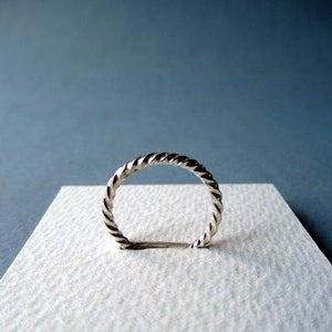 Stackable silver ring, Minimalist twisted square wire sterling silver thin band, Affordable gift for girls image 4