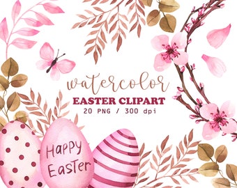 Spring Clipart Easter Eggs Clipart Spring Flowers Easter Bunny Clipart Easter Planner Stickers GunesLili Watercolor Easter Clipart Girl