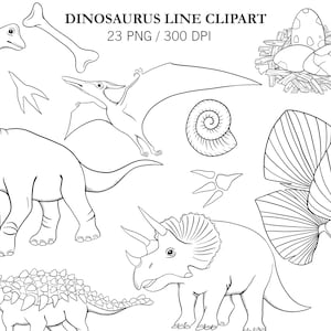 Clipart ligne noire dinosaure, clipart dinosaure, clipart chambre d'enfant, PNG, décoration de fête d'anniversaire dinosaure, stickers dinosaures, shower de bébé dinosaure