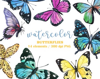 Watercolor butterflies clipart, butterfly clipart, Butterfly watercolor, Summer Clipart, Planner and sticker, butterfly printable, PNG, DIY