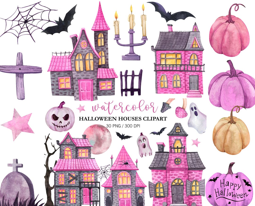 Whaline 9 Blatt Halloween-Fensteraufkleber – Niedliche Rosa Geister, Aquarell-Stil, Wiederverwendbar