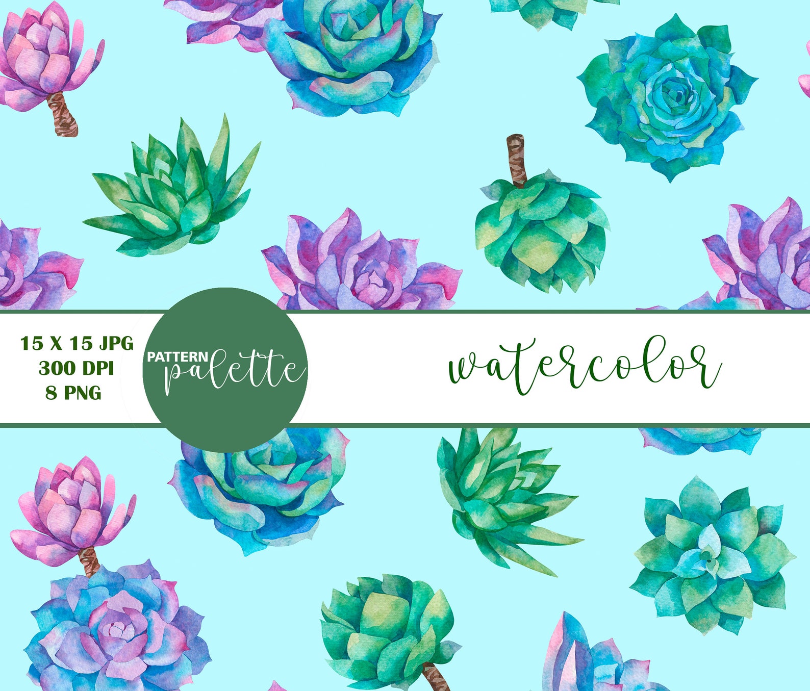 Watercolor Cactus Seamless Pattern, Cactus Wallpaper, Digital Paper ...