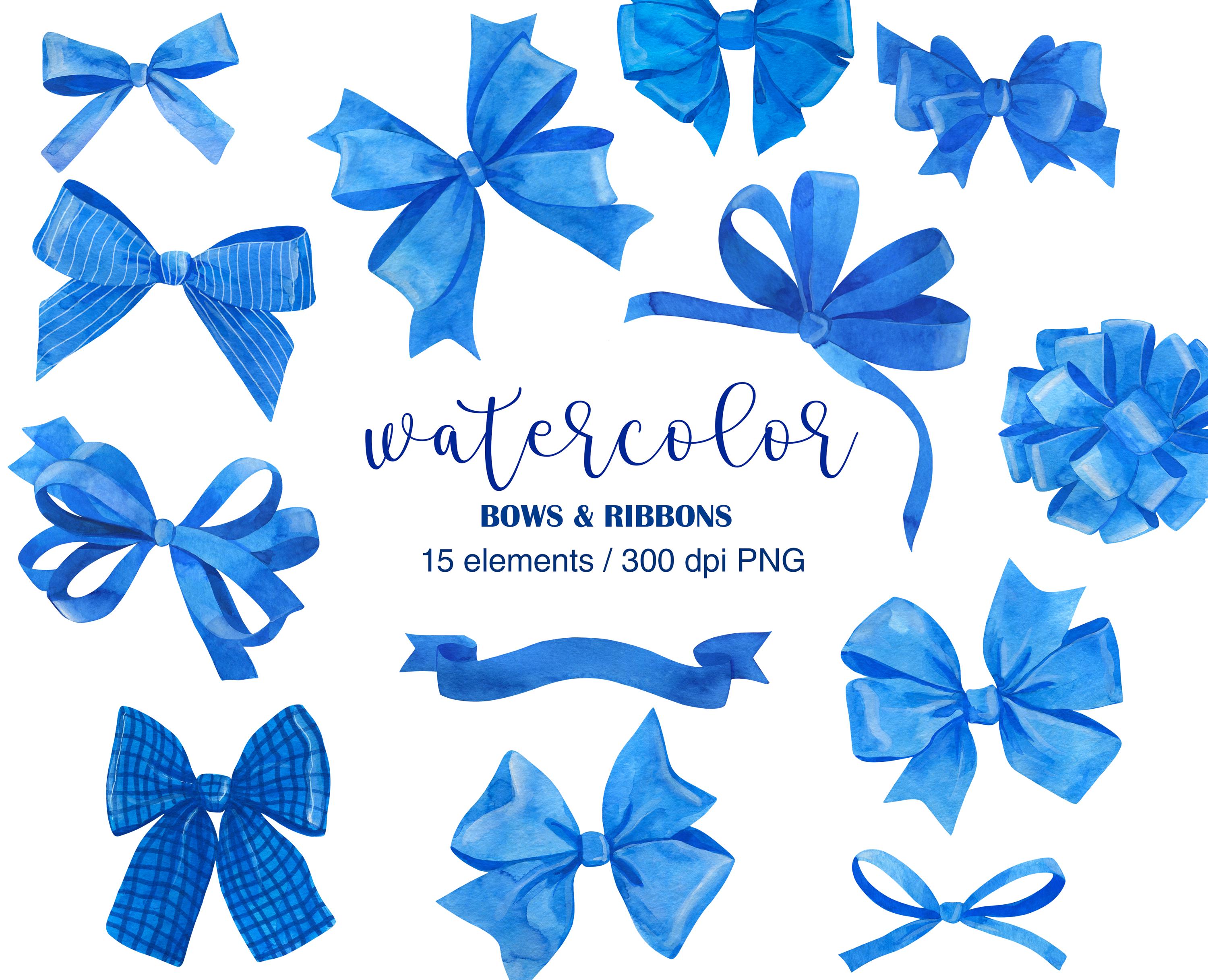 Watercolor Blue Bows Clipart PNG, Baby Shower & Birthday Party ...