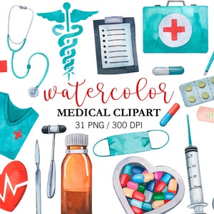 Akwarela Medyczny Clipart Opieka Zdrowotna Clipart Pielęgniarka Szpital Ilustracje PNG Lekarz Medycyna Sztuka Szpitalne Ikony Naklejka Planera Medycznego