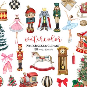 Watercolor Nutcracker Clipart, Nutcracker graphic, Nutcracker PNG, Christmas Decor, Christmas Clipart, Ballet graphics, Carousel, Mouse King