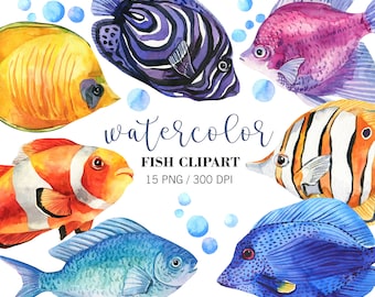 Imágenes prediseñadas de peces de arrecife de coral de acuarela, imágenes prediseñadas del océano, imágenes prediseñadas de vida marina, imágenes prediseñadas de peces de acuarela, imágenes prediseñadas de peces coloridos, imágenes prediseñadas de animales marinos PNG