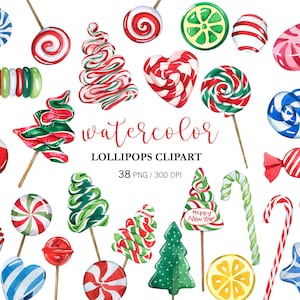 Akvarell polkagris clipart, juldekor, jul png, klubbor clipart, jul clipart, julgodis, julgransgodis