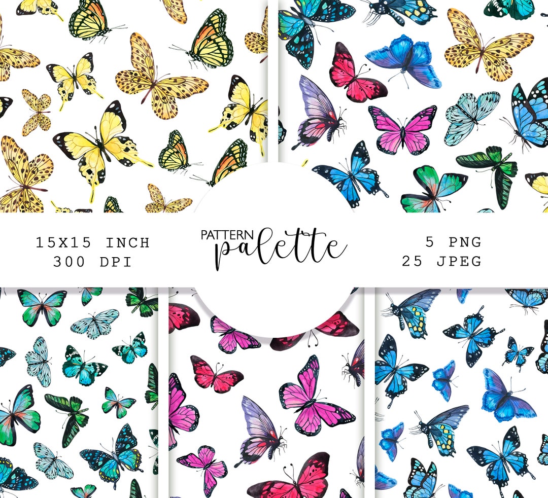 Watercolor Butterfly Seamless Patterns Bundle, Butterfly Digital Paper ...
