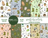 Watercolor Garden Patterns, Digital Paper Pack, Printable fabric pattern, House Decor Designs, Farmhouse decor, scrapbook paper pack, PNG