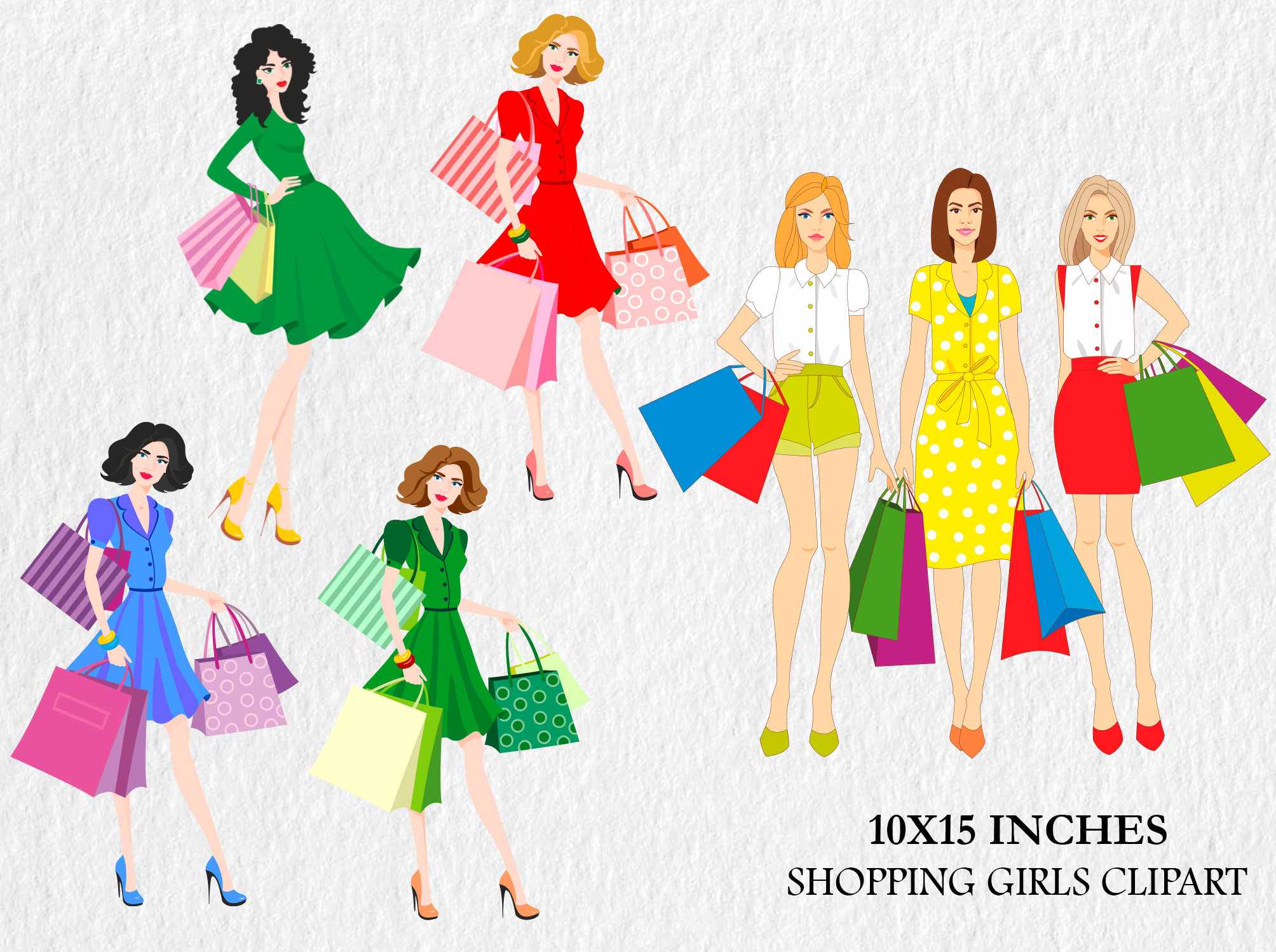 Shopping Girls Clipart Shopping Girl SVG Shopping Clipart Etsy