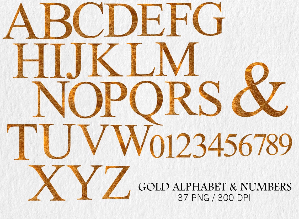 Gold Alphabet Clipart Alphabet PNG Gold Separate Letters - Etsy