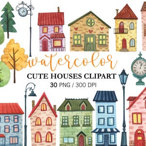 Casas de acuarela Clipart PNG Casas lindas, Decoración de guardería, Clipart de casa pequeña, Casas de colores, Clipart de ciudad Casas extravagantes, Pegatinas de arte de pared