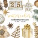 Watercolor Gold Christmas Clipart, Christmas Decor, PNG, Gold Decor ...