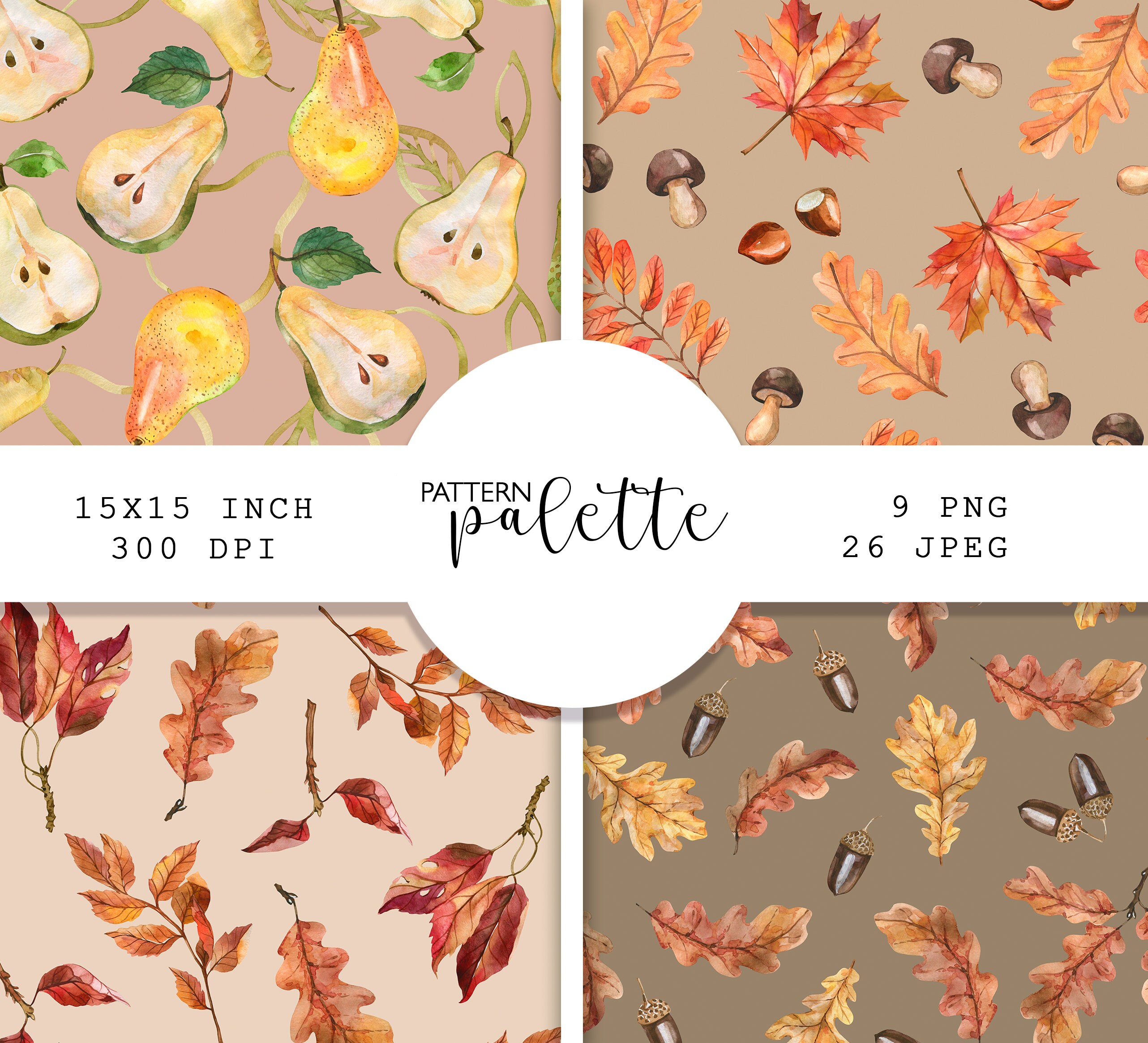 Watercolor Fall Seamless Patterns Autumn Pattern Autumn | Etsy