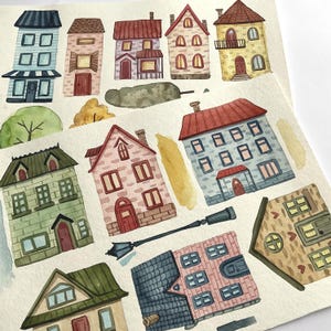 Watercolor Houses Clipart PNG Cute Houses, Nursery Decor, Tiny House ...