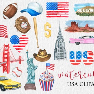 Akvarell USA Clipart, Amerika Clipart, Självständighetsdagen Clipart, Patriotisk Färg, Flagga Clipart, Patriotisk Clipart, Hyvelklistermärken, PNG bild 3