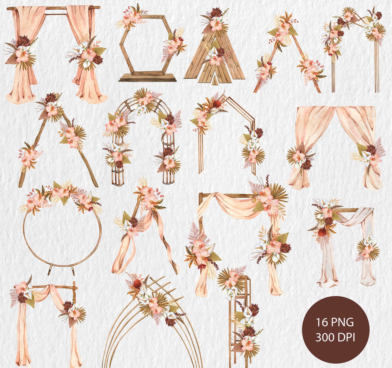 Boho Wedding Arch Boho Flowers Decor Watercolor Wedding - Etsy