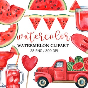 Clipart anguria PNG, decorazioni per feste estive, decorazioni anguria, festa anguria, clipart acquerello, decorazioni baby shower, clipart compleanno
