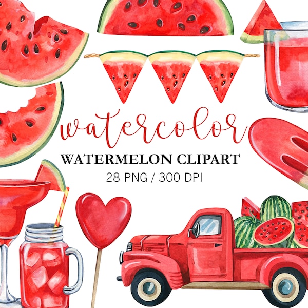 Watermelon Clipart Png, Summer Party Decor, Watermelon decor, Watermelon Party, Watercolor Clipart, Baby Shower Decor, Birthday Clipart
