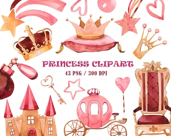 Watercolor Princess Castle Clipart - Etsy