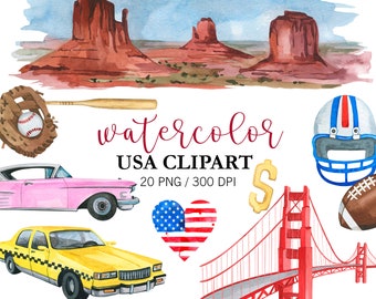 Akvarell USA Clipart, Amerika Clipart, Självständighetsdagen Clipart, Patriotisk Färg, Flagga Clipart, Patriotisk Clipart, Hyvelklistermärken, PNG