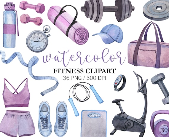 Watercolor Fitness Clipart Workout PNG Clipart, Gym Equipment, Healthy  Lifestyle, Planner Stickers, Sport Clipart, Fitness Stickers, 