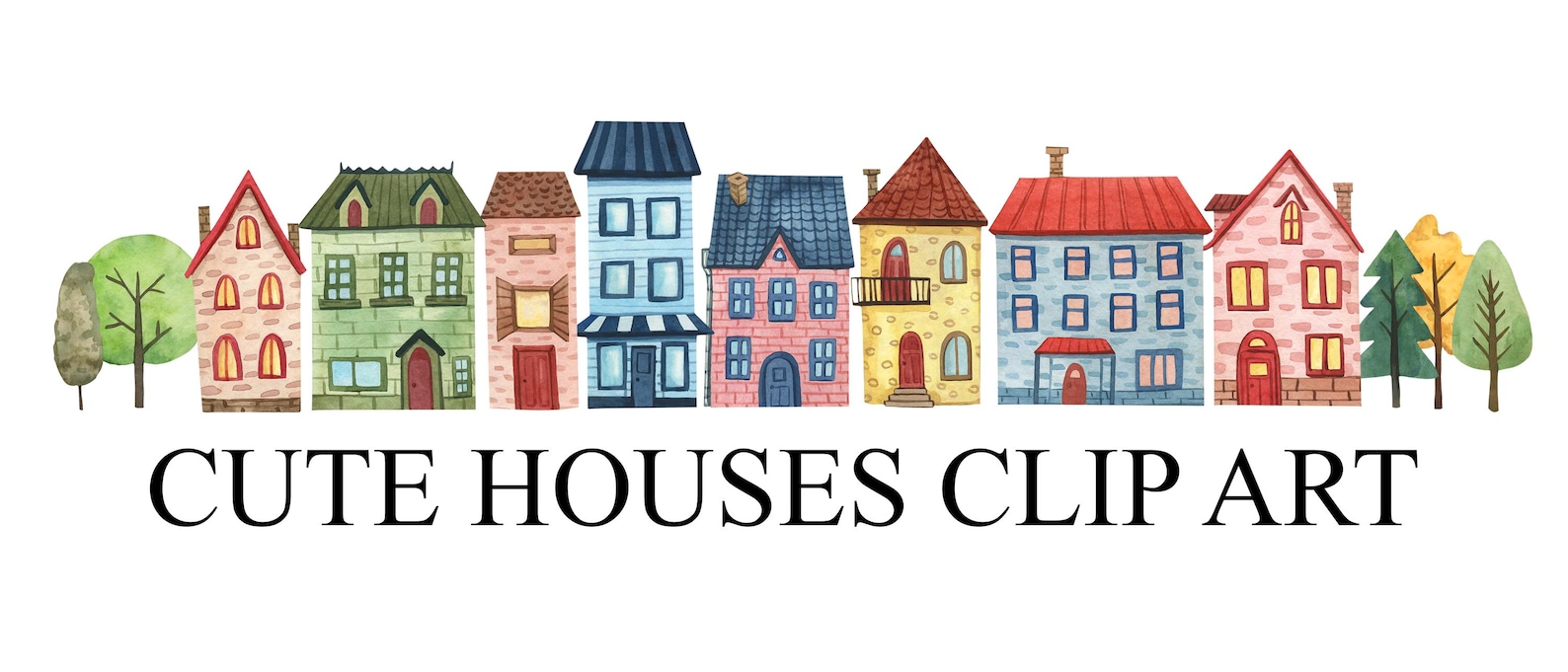 Watercolor Houses Clipart PNG Cute Houses, Nursery Decor, Tiny House ...