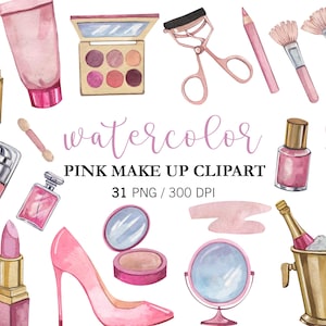 Clipart trucco rosa acquerello, Clipart cosmetici, Clipart bellezza, Clipart moda, Cosmetici trucco, Rossetto rosa, PNG Bellezza acquerello
