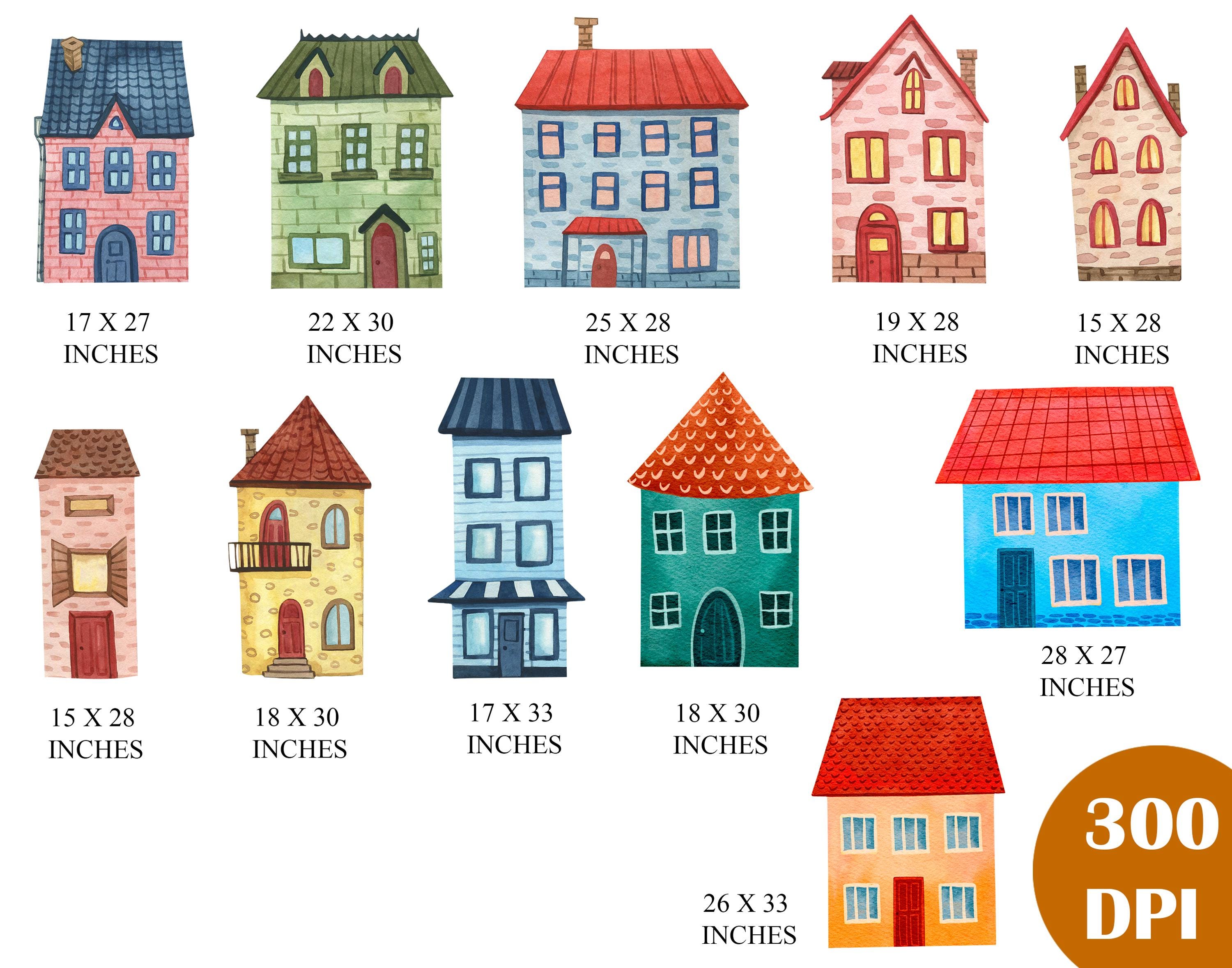 Watercolor Houses Clipart PNG Cute Houses, Nursery Decor, Tiny House ...