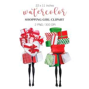 Watercolor Fashion Clipart, Shopping girl, Love png, Christmas gifts, Fashion girl png, Valentines Day clipart, Fashion Planner Stickers