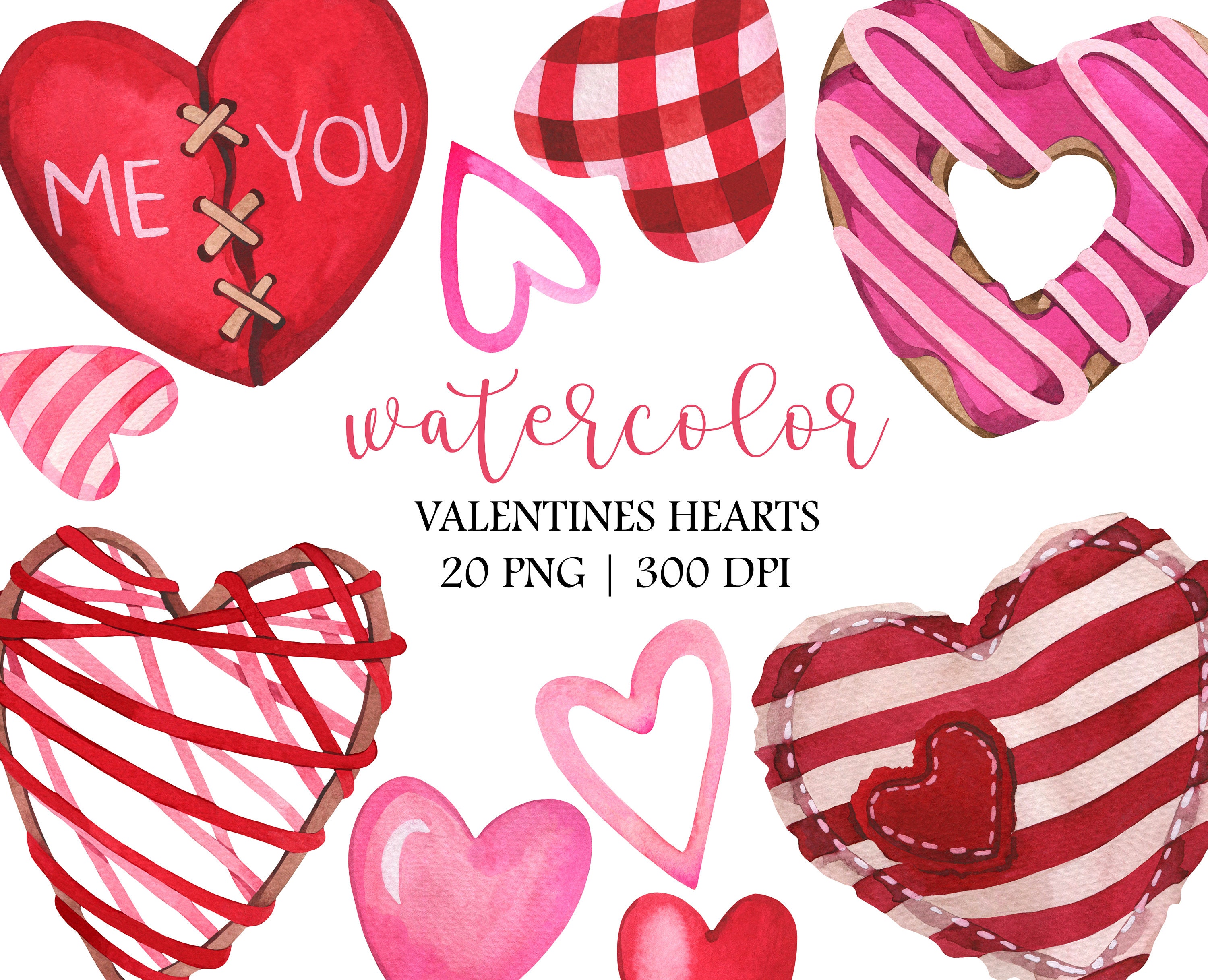 Watercolor Valentines Clipart, Watercolor Gift Box Clipart, PNG