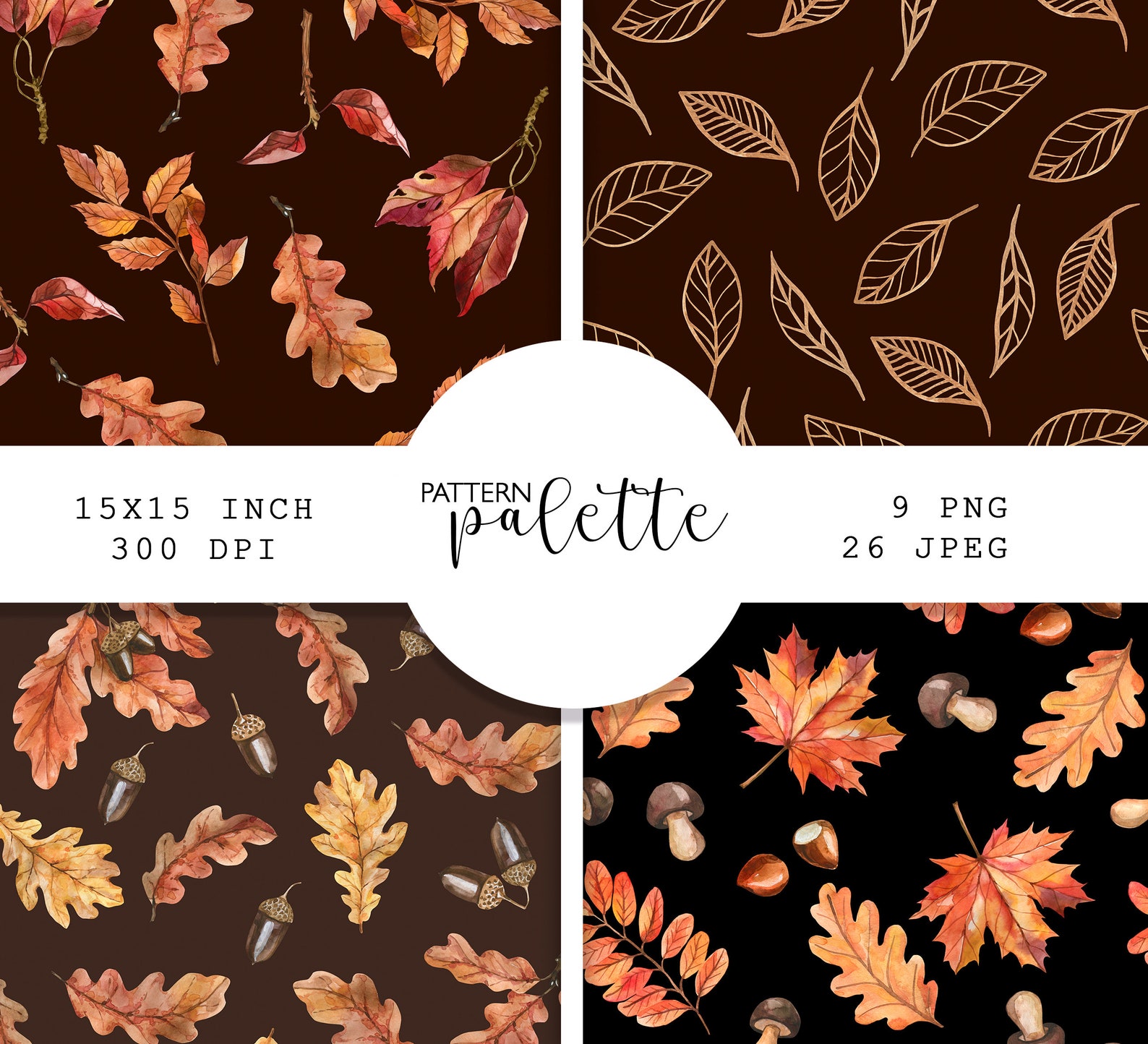 Watercolor Fall Seamless Patterns Autumn Pattern Autumn | Etsy