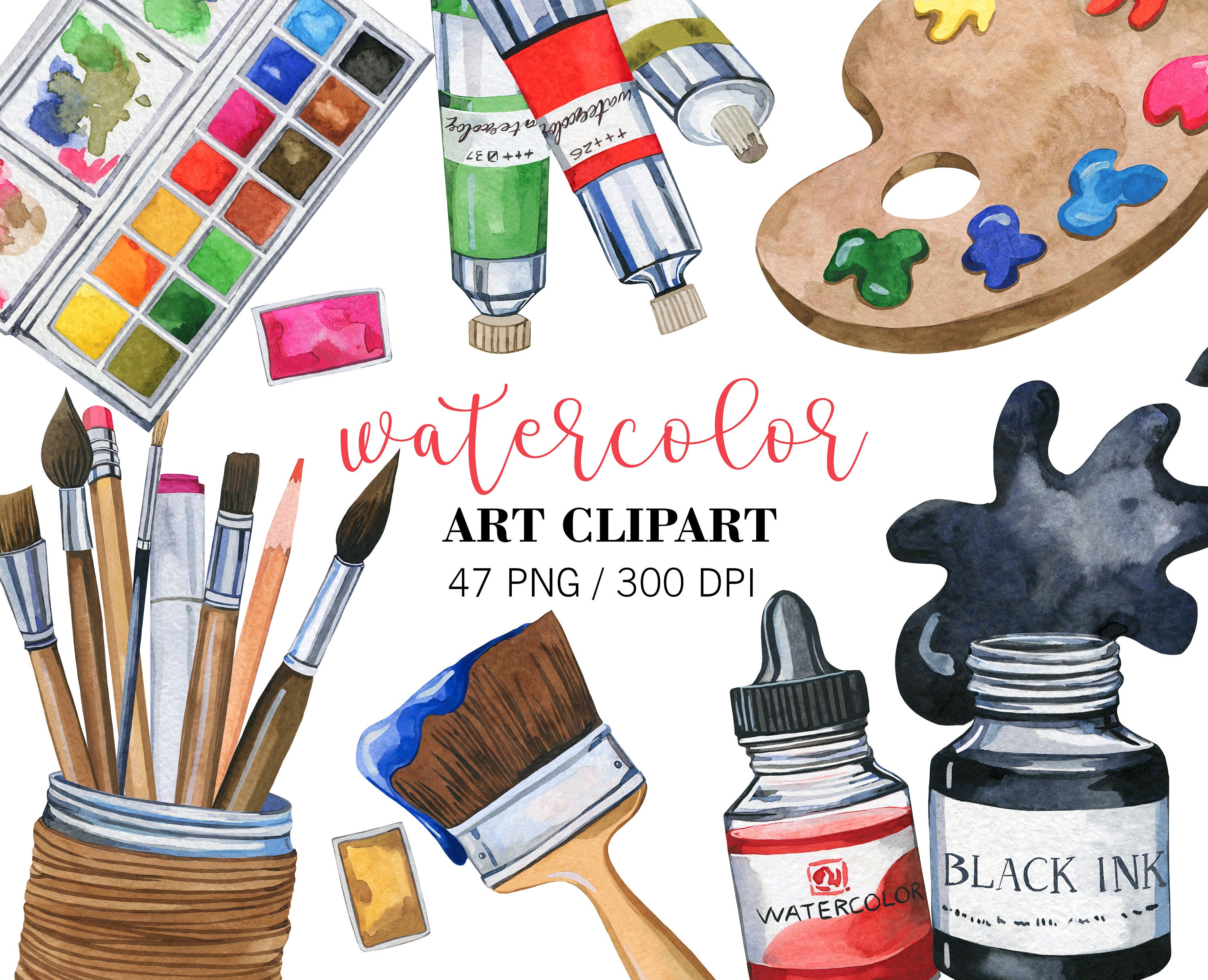 Watercolor Clip Art: Art Supplies — Heather Tycksen