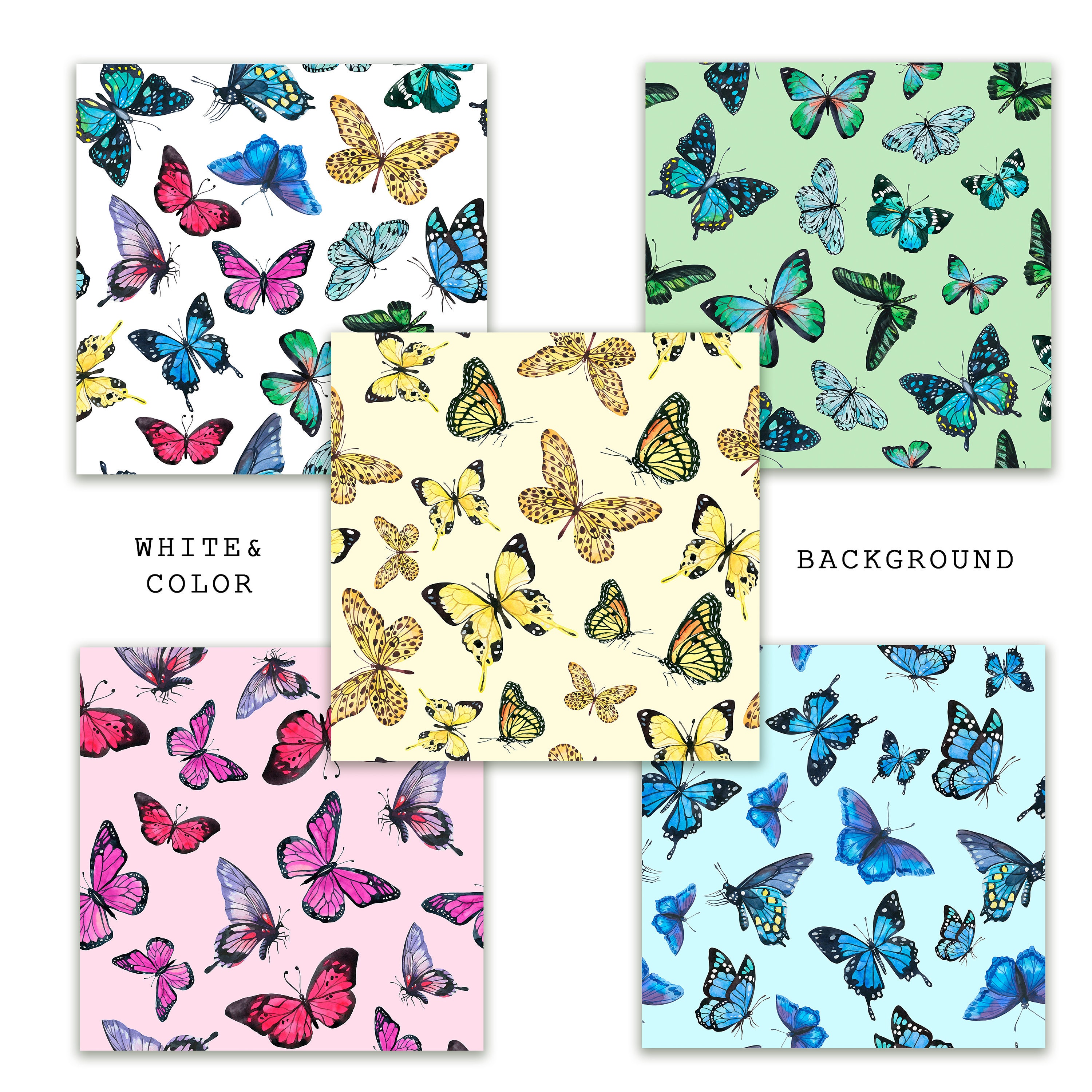 Watercolor Butterfly Seamless Patterns Bundle, Butterfly Digital Paper ...