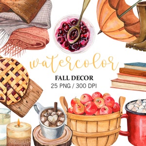 Aquarel herfstdecor, herfst clipart, gezellige herfst, plannerstickers, aquarel pompoenen, decor huis, png, herfstfavorieten, inrichting boerderij,