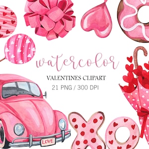 Aquarel Valentijnsdag clipart, roze Valentijnsdag clipart, liefde png, hart clipart, schattige liefde clipart, Valentijnsdag kaart, romantisch decor