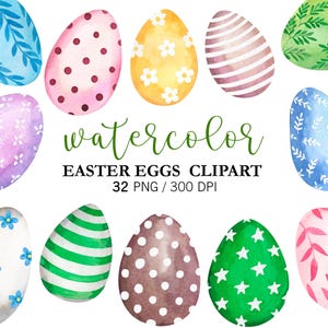 Imágenes prediseñadas de huevos de Pascua en acuarela, huevos de Pascua coloridos, imágenes prediseñadas de primavera PNG, imágenes prediseñadas de huevos de colores pastel, huevos de Pascua pintados, decoración de Pascua