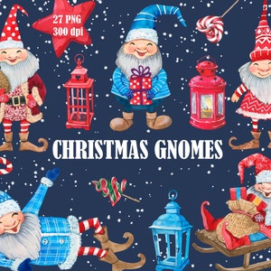 Watecolor Christmas Gnomes, Christmas Decor, Santa Gnomes PNG, Christmas gnome, Scandinavian gnome, Christmas Clipart, cute christmas png