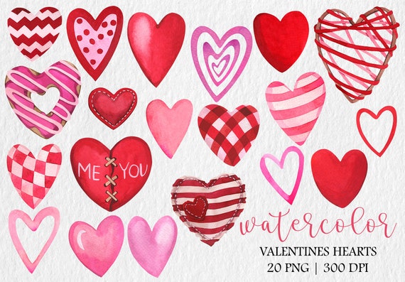 Watercolor Valentines Clipart, Watercolor Gift Box Clipart, PNG