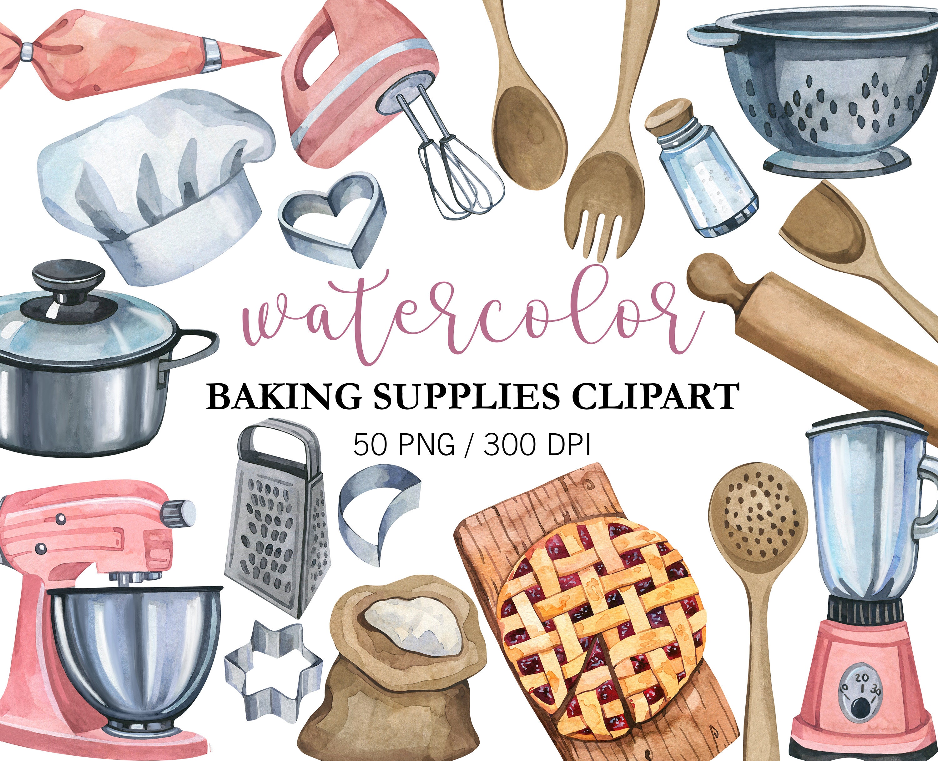 Baking Clipart, Baking Supplies, Kitchen Clipart, Food Clipart, Cake  Clipart, Bakery Logo, Baker, Kitchen Ingredients, Planner Stickers 