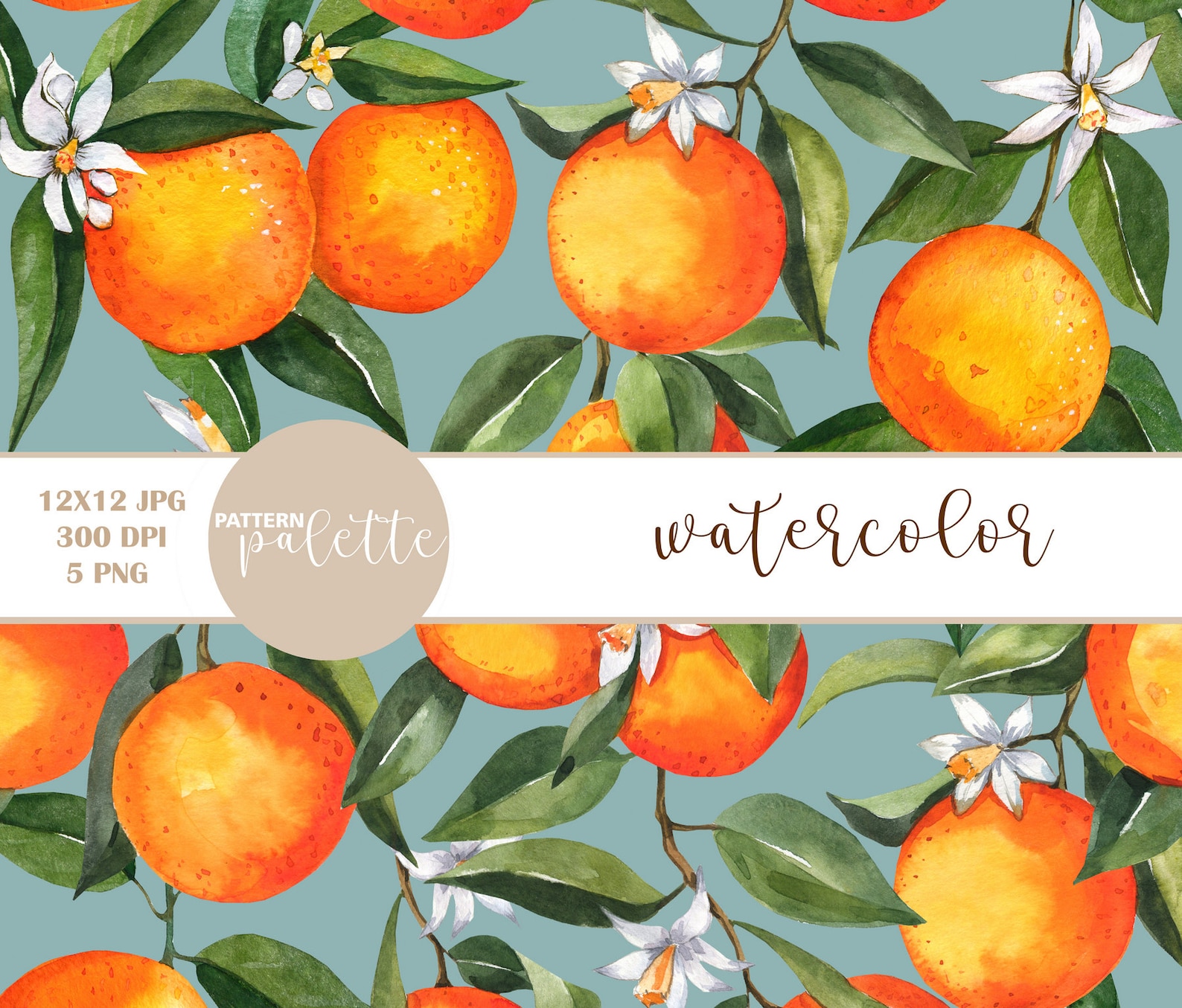 Watercolor Oranges Seamless Patterns Oranges Clipart PNG Etsy
