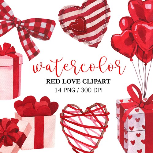 Watercolor Valentines Day Clipart Love PNG Valentine PNG - Etsy