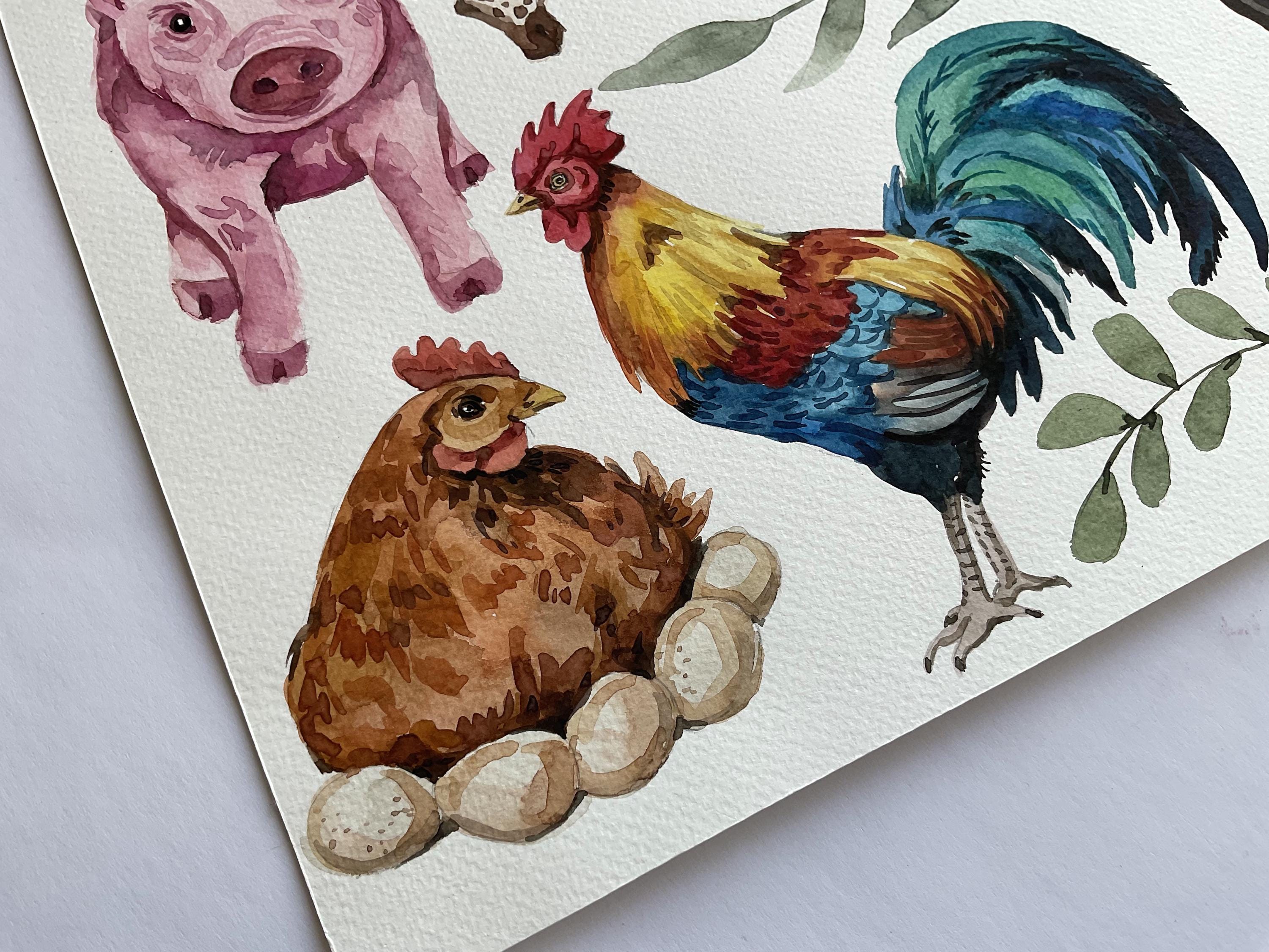 Watercolor Farm Animals Clipart PNG, Animal Clipart, Nursery Decor ...